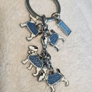 Coach Vintage Five Beagle Charm Silver Key Chain Ring Collectible Rare